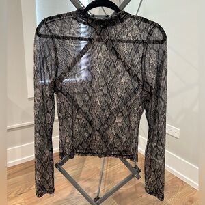 Wild Fable Sheer Snake Print Top Long Sleeve
